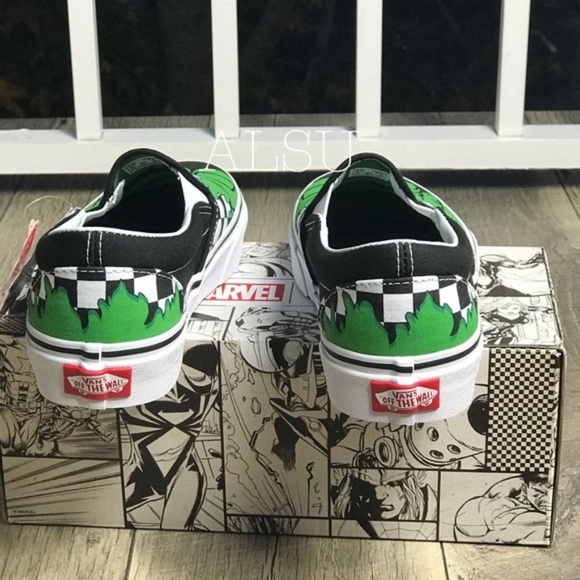 NWT VANS&Marvel Slip On Hulk Checkerboard W AUTHEN - Picture 5 of 8